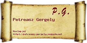 Petreasz Gergely névjegykártya
